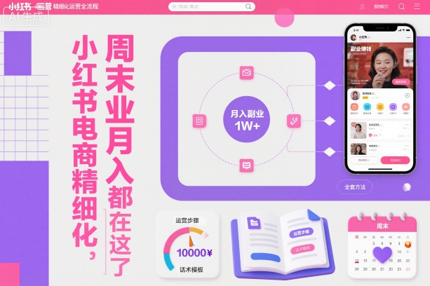 小红书电商精细化运营全流程，周末副业月入1W+，全套方法都在这了-智云网创 - 网创副业项目资源站