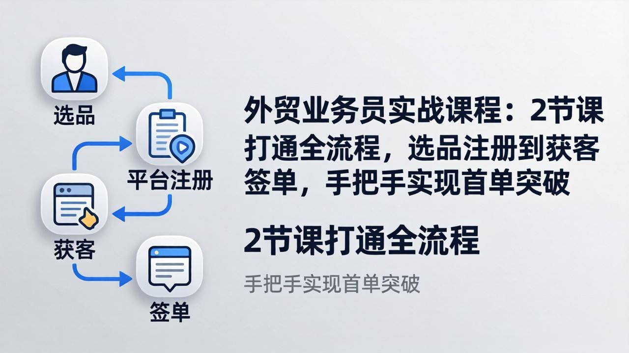 外贸业务员实战课程：2节课打通全流程，选品注册到获客签单，手把手实现首单突破-智云网创 - 网创副业项目资源站