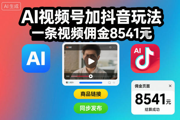 AI视频号加抖音玩法,一条视频佣金8541米-智云网创 - 网创副业项目资源站