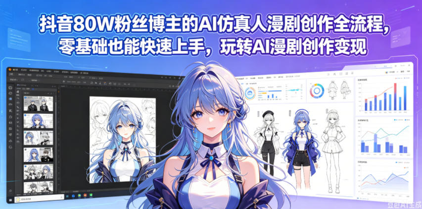 抖音80W粉丝博主的AI仿真人漫剧创作全流程,零基础也能快速上手,玩转AI漫剧创作变现-智云网创 - 网创副业项目资源站