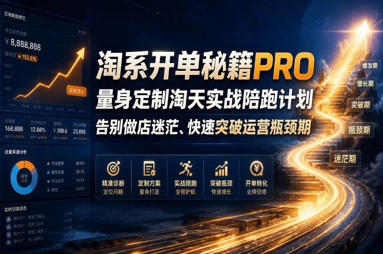 淘系开单秘籍PRO,量身定制淘天实战陪跑计划,告别做店迷茫、快速突破运营瓶颈期(2026年6月11)-智云网创 - 网创副业项目资源站