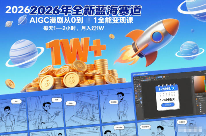 2026年全新蓝海赛道AIGC漫剧从0到1全能变现课,每天1—2小时,月入过1W-智云网创 - 网创副业项目资源站
