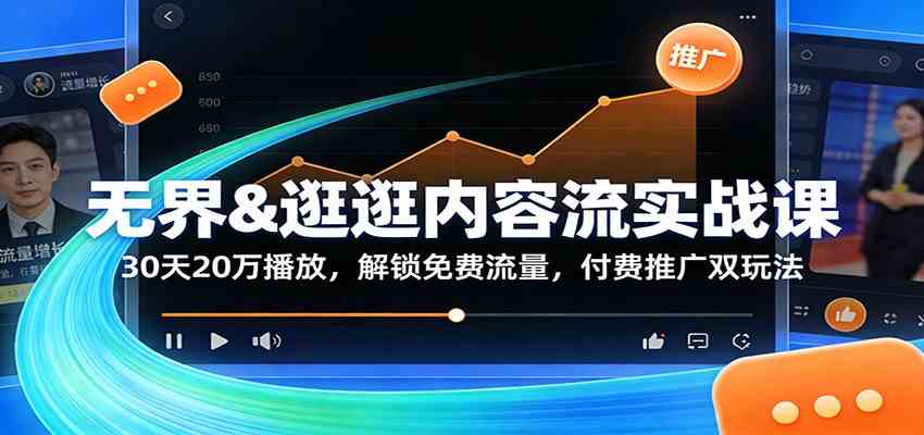 无界&逛逛内容流实战课:30天20万播放,解锁免费流量,付费推广双玩法-智云网创 - 网创副业项目资源站
