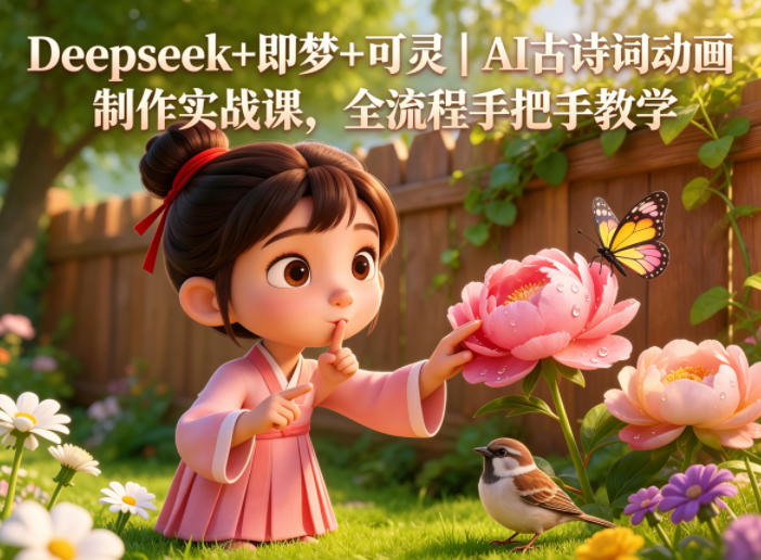 Deepseek+即梦+可灵｜AI古诗词动画制作实战课，全流程手把手教学-智云网创 - 网创副业项目资源站