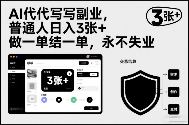 AI代写副业，普通人日入3张+，做一单结一单，永不失业-智云网创 - 网创副业项目资源站