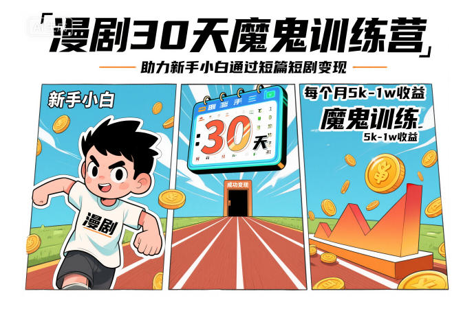 漫剧30天魔鬼训练营，助力新手小白通过短篇短剧变现，每个月5k-1w收益-智云网创 - 网创副业项目资源站