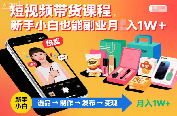 短视频带货课程,新手小白也能副业月入1W+,轻松搞定-智云网创 - 网创副业项目资源站