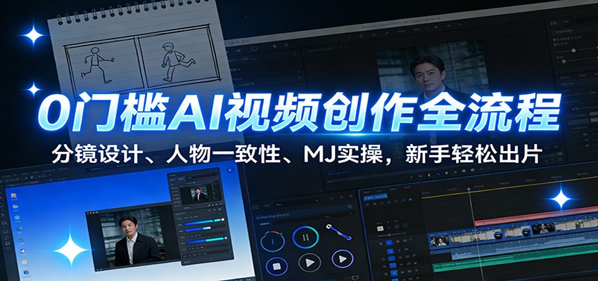 0门槛AI视频创作全流程:分镜设计、人物一致性、MJ实操,新手轻松出片-智云网创 - 网创副业项目资源站