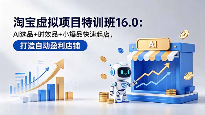 淘宝虚拟项目特训班16.0:AI选品+时效品+小爆品快速起店,打造自动盈利店铺-智云网创 - 网创副业项目资源站