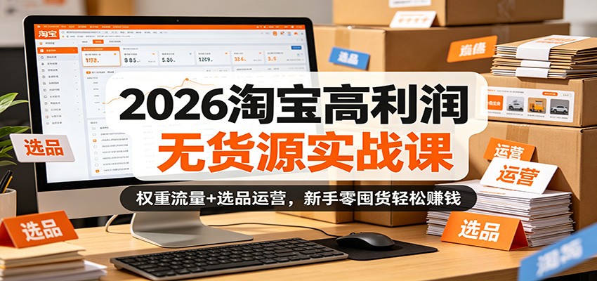 2026淘宝高利润无货源实战课：权重流量+选品运营，新手零囤货轻松赚钱-智云网创 - 网创副业项目资源站