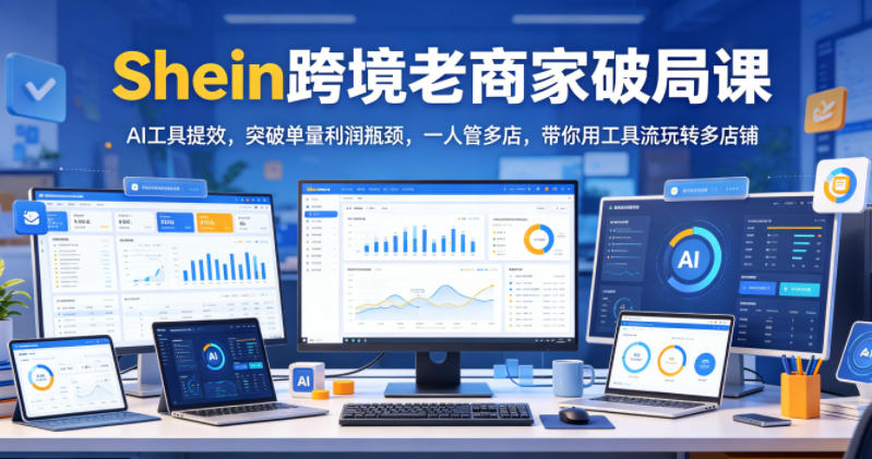 Shein跨境老商家破局课,AI工具提效,突破单量利润瓶颈,一人管多店,带你用工具流玩转多店铺-智云网创 - 网创副业项目资源站