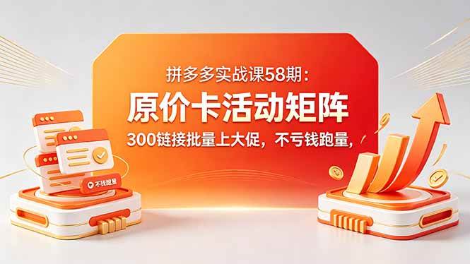 (18395期)拼多多实战课58期:原价卡活动矩阵,300链接批量上大促,不亏钱跑量-智云网创 - 网创副业项目资源站