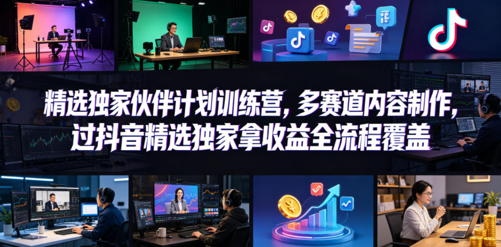 小豁食堂精选独家伙伴计划训练营,多赛道内容制作,过抖音精选独家拿收益全流程覆盖-智云网创 - 网创副业项目资源站