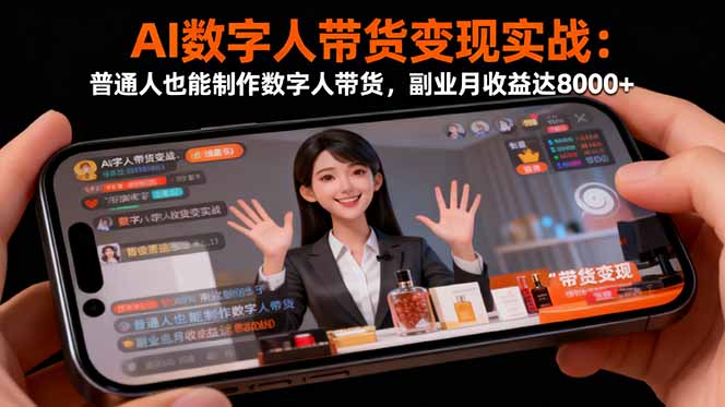 AI数字人带货变现实战:普通人也能制作数字人带货,副业月收益达8000+-智云网创 - 网创副业项目资源站