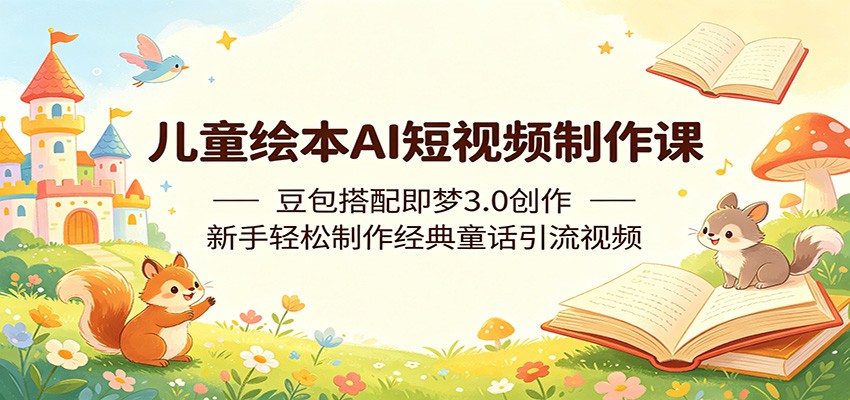 儿童绘本AI短视频制作课：豆包搭配即梦3.0创作，新手轻松制作经典童话引流视频-智云网创 - 网创副业项目资源站