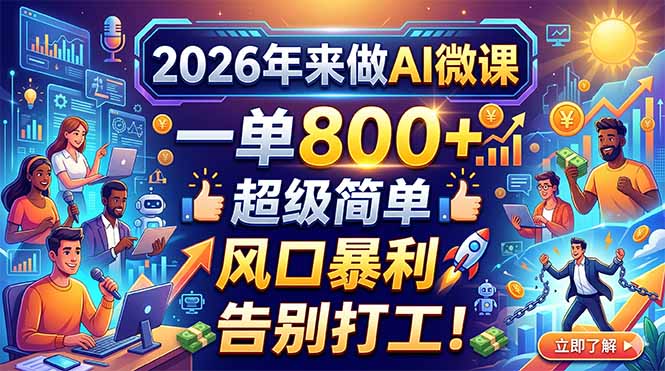 2026年来做AI微课,一单800+,超级简单,风口暴利,告别打工!-智云网创 - 网创副业项目资源站