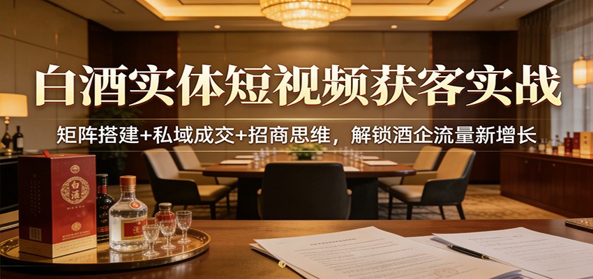 白酒实体短视频获客实战：矩阵搭建+私域成交+招商思维，解锁酒企流量新增长-智云网创 - 网创副业项目资源站