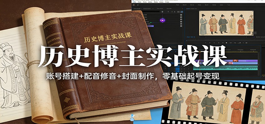 历史博主实战课：账号搭建+配音修音+封面制作，零基础起号变现-智云网创 - 网创副业项目资源站