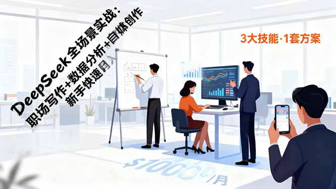 DeepSeek全场景实战:职场写作+数据分析+自媒体创作,新手快速月入过万-智云网创 - 网创副业项目资源站