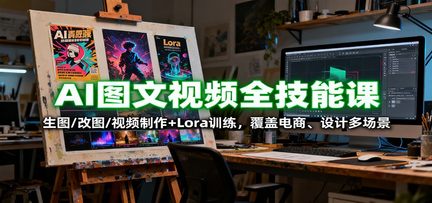 AI图文视频全技能课:生图/改图/视频制作+Lora训练,覆盖电商 、设计多场景-智云网创 - 网创副业项目资源站