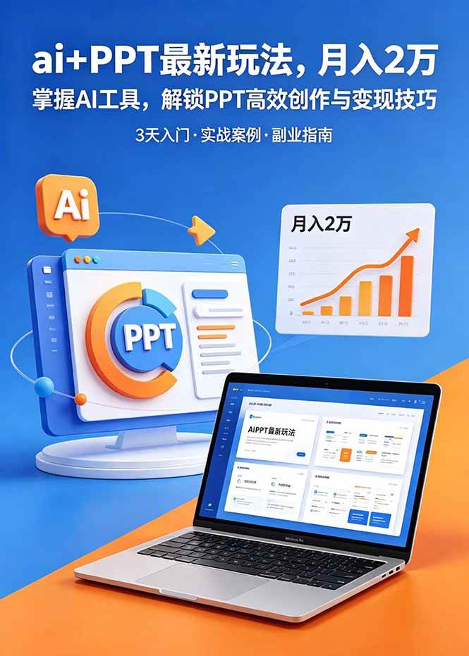 (18881期)ai+PPT最新玩法,月入2万掌握AI工具,解锁PPT高效创作与变现技巧3天入门,实战案例·副业指南-智云网创 - 网创副业项目资源站