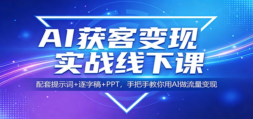 AI获客变现实战线下课：配套提示词+逐字稿+PPT，手把手教你用AI做流量变现-智云网创 - 网创副业项目资源站