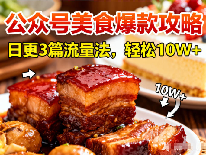 公众号搬运美食爆款攻略,日更3篇流量主打法,轻松10W+阅读-智云网创 - 网创副业项目资源站