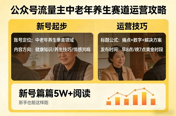 公众号流量主中老年养生赛道，新号篇篇5W+阅读，新手也能这样跑-智云网创 - 网创副业项目资源站