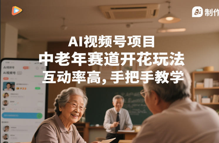 AI视频号项目，中老年赛道开花玩法，互动率高，手把手教学-智云网创 - 网创副业项目资源站