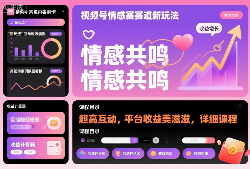 视频号情感赛道新玩法，超高互动，平台收益美滋滋，详细课程-智云网创 - 网创副业项目资源站