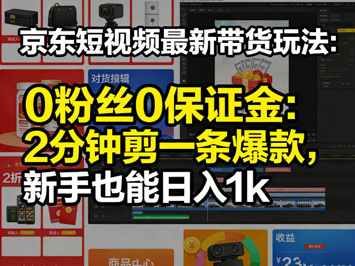 京东短视频最新带货玩法，0粉丝0保证金，2分钟剪一条爆款，新手也能日入1k+【揭秘】-智云网创 - 网创副业项目资源站