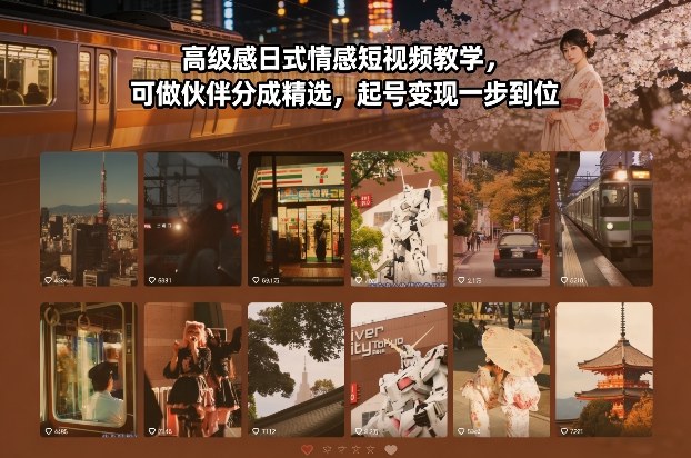 高级感日式情感短视频教学，可做伙伴分成精选，起号变现一步到位-智云网创 - 网创副业项目资源站