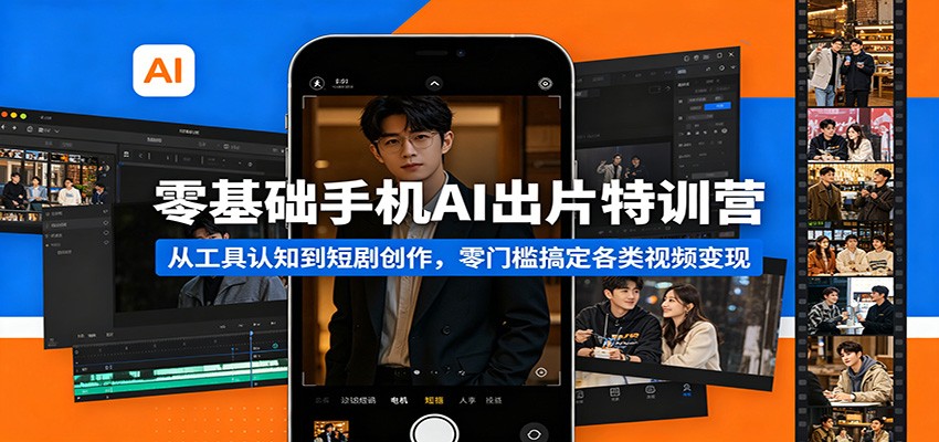 零基础手机AI出片特训营：从工具认知到短剧创作，零门槛搞定各类视频变现-智云网创 - 网创副业项目资源站
